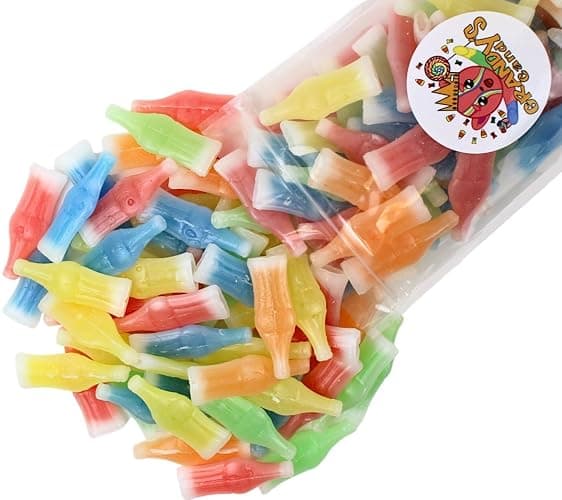 Grandys Candys Nik-L-Nips Vintage Wax Bottle Candy Drinks Filled with Flavored Syrups (Cherry, Orange, Lemon, Blue Raspberry, and Green Apple Flavors) 1 Pound - Image 1