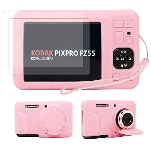 Camera Case for Kodak Pixpro FZ55 only, Pink Silicone Protective Cover, Slim Fit Design with Accessories (Pink) - Image 1