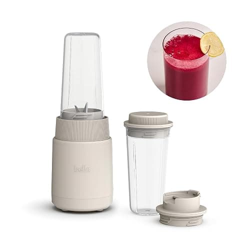 bella 6 Pcs Portable Rocket Blender, Juicer & Smoothie Maker, Press & Twist Design, EverGood™ & BPA Free Dishwasher Safe Parts, 4 Tip Stainless Steel Blade, Cord Wrap, 240 Watt Motor, Oatmilk - Image 1