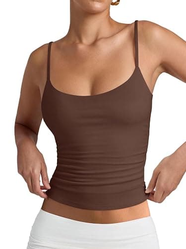 PINKMSTYLE Women's Basic Double Lined Scoop Neck Tank Tops Adjustable Cami Tank Summer Sleeveless Tops - Image 1