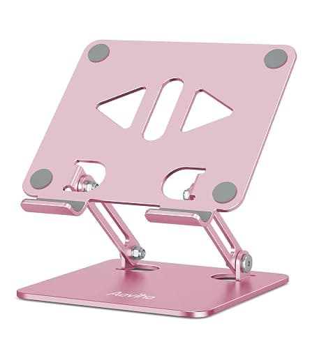 Aoviho Tablet Stand Holder for Desk, Adjustable Desktop Tablet Holder, Foldable Aluminum Tablet Mount for iPad pro 12.9, iPad Air Mini, Samsung Galaxy Tabs Z Fold Kindle Fire,4-12 inch, Rose Gold - Image 1