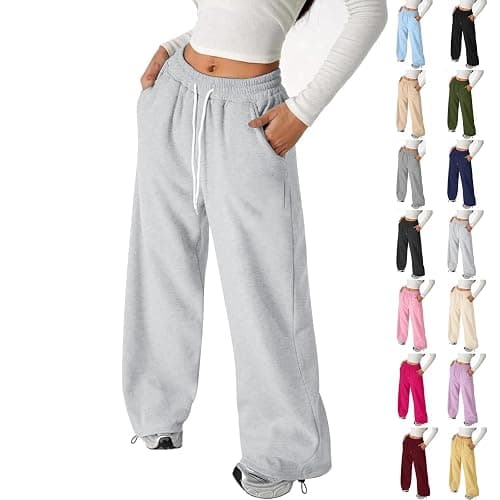 ZGTWHZY Girls Wide Leg Sweatpants Kids Baggy Casual Elastic Waist Track Sweat Pants with Pockets Y2k Streetwear 5-16 Years - Image 1