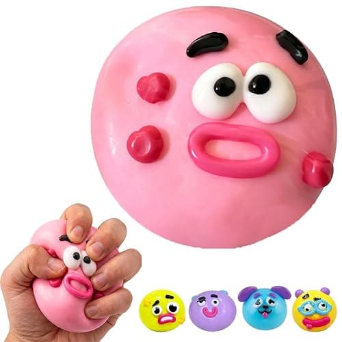 Smushers Squishy, Smushers Sensory with Interchangeable Faces, Curiosities Smushers Dog Face Swap Squishy, Soft Moldable Cute Slow Rise Relaxing Sensory Fidget Relief (Pink) - Image 1
