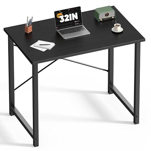 DUMOS 32 Inch Office Small Computer Desk Modern Simple Style Writing Study Work Table for Home Bedroom - Wood Black - Image 1