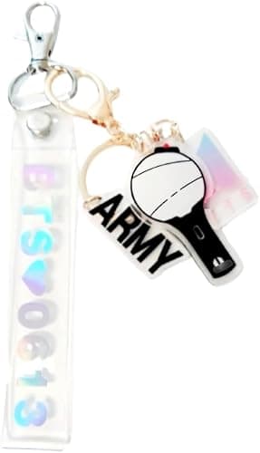 KPOPIRUDA Keychain Set(2 PCS) Signature Merchandise Army Bomb Key Ring & Bangtanboys Name Keychain Army Gift Merch - Image 1