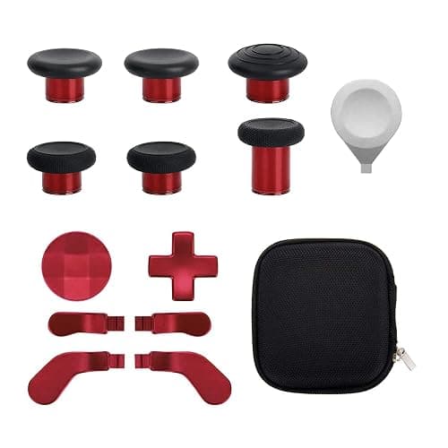 13 in 1 Metal Thumbsticks for Xbox One Elite Series 2, Elite Series 2 Controller Accessory Parts, Gaming Accessory Replacement, Metal Mod 6 Swap Joystick, 4 Paddles, 2 D-Pads, 1 Tool (Plating Red) - Image 1