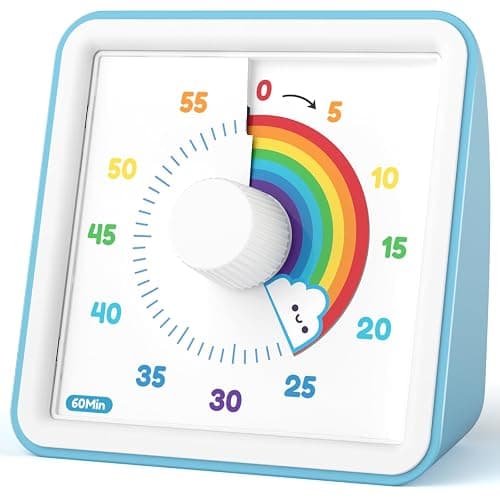 LIORQUE 60 Minute Visual Timer for Kids, Visual Countdown Timer for Classroom Office Kitchen with 'Rainbow' Pattern Design, Pomodoro Timer with Silent Operation (Batteries Included) - Image 1