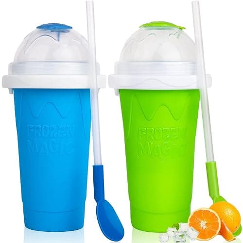 Slushy cup Slushie Maker Cup,Frozen Magic Slushy Cup - Create Delicious Slushies Anywhere with This Fun and Cool Slushie Maker Cup! (Green+Blue, Large) - Image 1