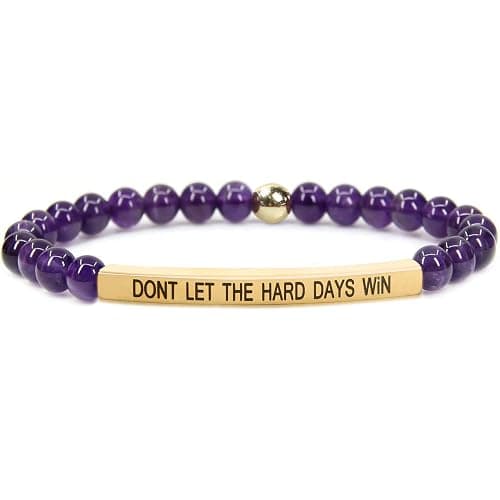 Dont Let the Hard Days Win Bracelet – Inspirational Healing Crystal Bracelet for Women & Men, Agate & Amethyst Beaded Adjustable, Motivational Gift for Stress Relief & Positivity - Image 1