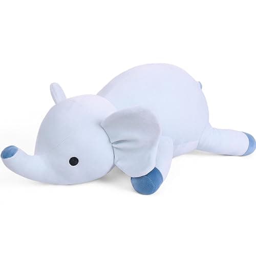 WeBingo 24" | 4.2 Pounds Blue Elephant Weighted Stuffed Animals - Cute Weighted Plush Toy Comfort Weighted Plush Pillow Gifts for Kids & Adults (24" | 4.2 lbs, Blue Elephant) - Image 1