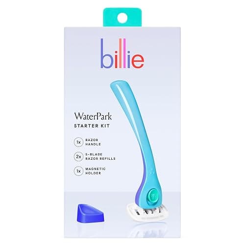 Billie Women’s Razor Kit, 1 Handle, 2 x 5 Blade Refills + Magnetic Holder, Water Park - Image 1
