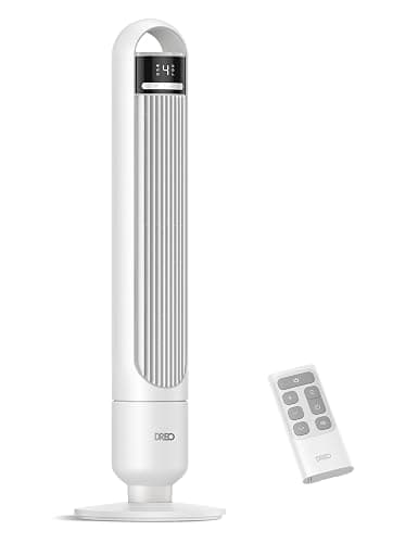 Dreo Tower Fan for Bedroom, 4 Speeds, 3 Modes Standing Fans for Room with 90° wide Oscillating, 28dB Quiet for Sleep, 25ft/s Velocity, 29ft Coverage, 8H Timer, Remote, Living Room, Office, Home, White - Image 1