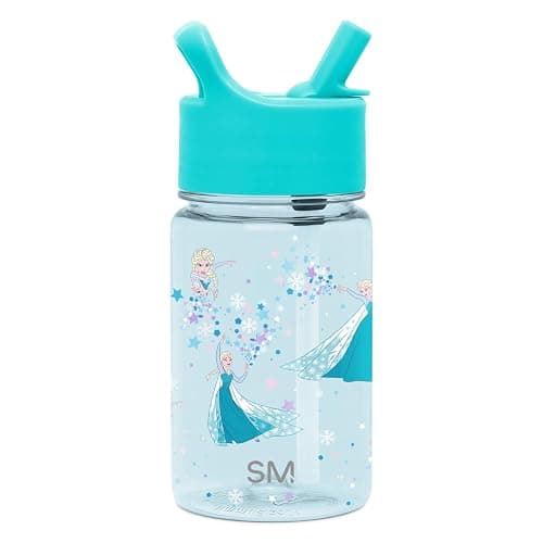 Simple Modern Disney Frozen Kids Water Bottle Plastic BPA-Free Tritan Cup with Leak Proof Straw Lid | Reusable and Durable for Toddlers, Girls | Summit Collection | 12oz, Frozen Elsa's Snowflake - Image 1