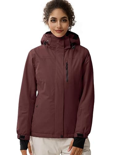 FREE SOLDIER Damen Winterjacke Wasserdicht Atmungsaktiv Warme Fleece Gefütterte Ski Jacke Outdoor Winterregenjacke mit Kapuze und Vollständig Versiegelte Nähte - Image 1