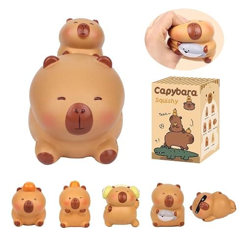 Popobox Capybara Squeezable Series Blind Box Figure, Random Design Animal Figures Collectible Toy, Cute Stress Relief Simulation Squeeze Toy for Gift (3.54-4.72'' H) - Image 1