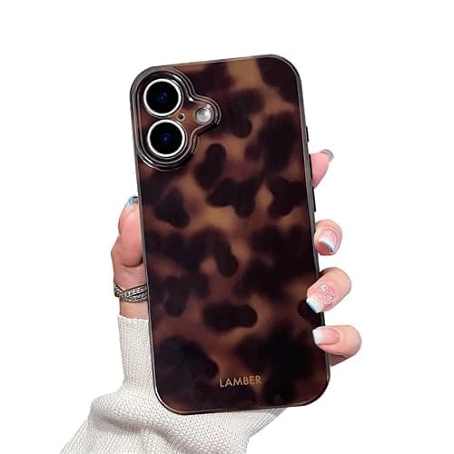 XQAGU Cute Phone Case for iPhone 16 Case Amber Leopard Full Camera Protective Slim Shockproof Aesthetic-Brown Amber - Image 1