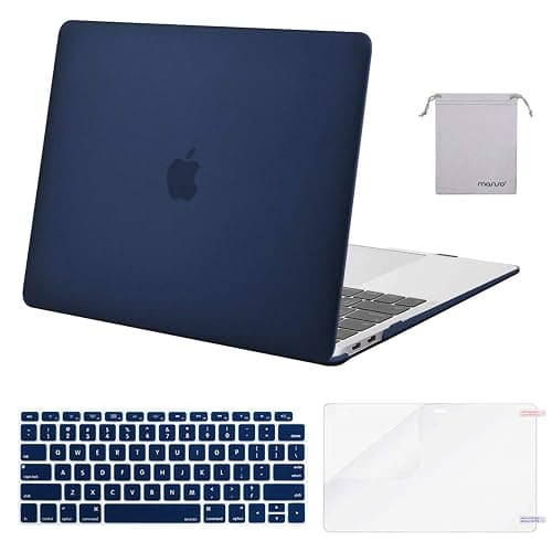 MOSISO Compatible with MacBook Air 13 inch Case M1 Chip 2021-2018 Release A2337 A2179 A1932, Plastic Hard Shell&Keyboard Cover&Screen Film&Storage Bag for MacBook Air 13.3 inch Case, Navy Blue - Image 1