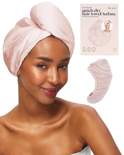 Kitsch Microfiber Hair Towel Wrap - Quick Dry Curly Hair Wraps for Women | Microfiber Towel for Hair | Hair Drying Towel Wrap | Hair Towels for Women | Hair Turban for Wet Hair (Blush) - Image 1