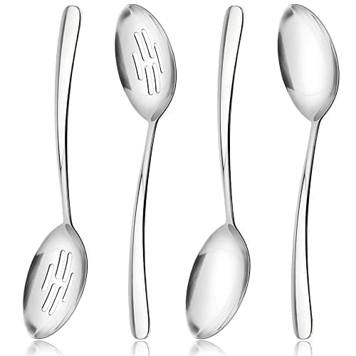 10.3-in Large Serving Spoons Set, 18/0 Stainless Steel, Heavy Duty, 2 Serving & 2 Slotted for Wedding Party Buffet Housewarming, Pack of 4 - Image 1