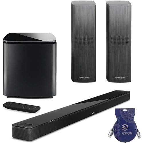 Bose Smart Ultra Dolby Atmos Soundbar, Black, Bundle with Bass Module 700 and 2X Surround Speakers 700, with H&A Brand HDMI Cable - Black - Soundbar + Bass + Surround Speakers - Image 1