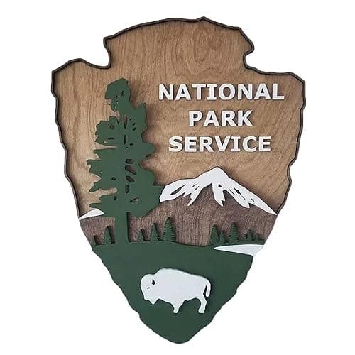 National Park Service Sign Arrow Head Antique Park Sign Wood Carved Sign Courtyard Garden Home Wall Mounted Decor for Indoor and Outdoor - Image 1
