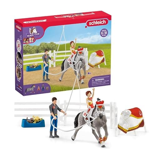 schleich HORSE CLUB — Mia's Vaulting Set, 18 Piece Horse Play Set with Rider, Horse, and Trainer, schleich Horse Toys for Girls and Boys Ages 5-12 - Image 1