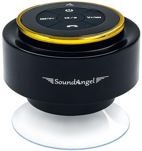 XLEADER (Upgraded Pro Shower Speaker, Certified IPX7 Waterproof Bluetooth Speaker, 8W Crystal Sound&Rich Bass, 15H Playtime, with Suction Cup&Silicone Lanyard,Ideal Gifts, SoundAngel Mate(2 Gen) Gold - Image 1