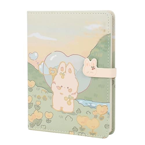 Zeph Hosea Cute Cartoon Notebook Kawaii Journal Notebook Japanese Sketchbook Leather Cover Diary Notepad Travel Notebook,Green - Image 1