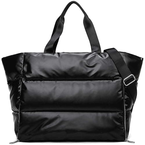 Bagtopia Tote Bag for Women, Large Quilted Puffer Tote Bag with Zipper, Puffy Shoulder Handbag for Yoga, Travel, Beach, Gym - Image 1