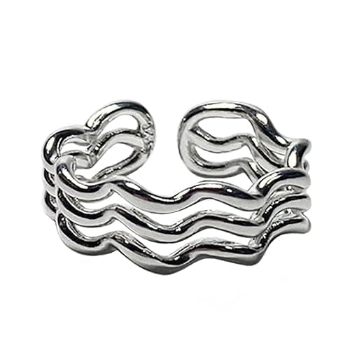 CH.yishi Handmade 925 Sterling Silver Ring Adjustable Stacking Ring Vintage Statement Ring Personalized Jewelry for Women & Men - Image 1