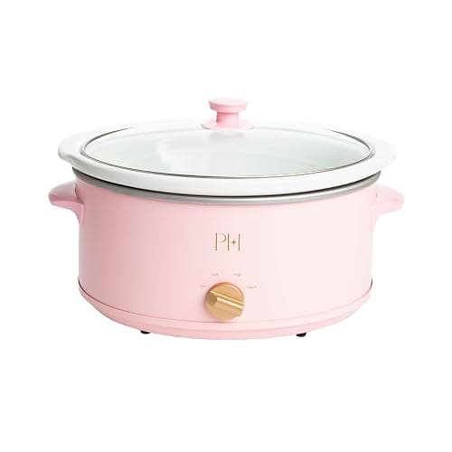 Paris Hilton 6-Quart Manual Slow Cooker, Features Three Settings (Low, High, Warm), Naturally Nonstick and Dishwasher Safe Stoneware Insert, Family Sized Capacity, Pink - Image 1