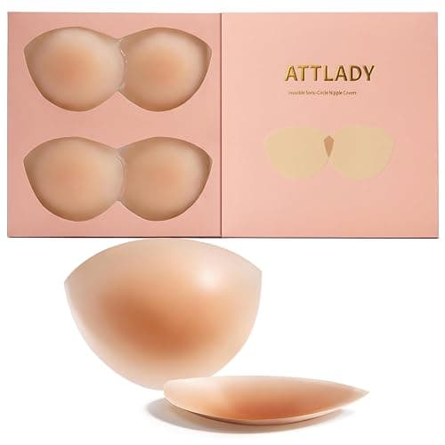 ATTLADY Nipple Covers No Show 4 Pairs- Reusable Adhesive Silicone Sticky Triangle Nipple Pasties for Women - Image 1