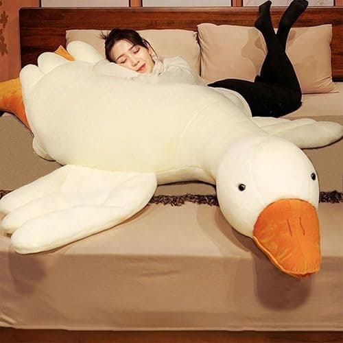 Giant White Goose Plush-20 in Soft Furry Swan Stuffed Animal Pillow,Huge Goose Plush Hugging Pillow Gifts for Every Age (20 in) - 20 in - Image 1