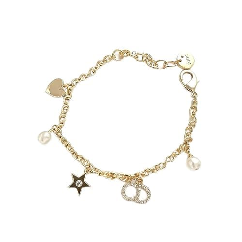 18K Gold Plated Pearl Chain Bracelet for Women, Star Charm Bracelet with Crystal Accents, Designer Jewelry, Dainty Luxury Gift - Image 1