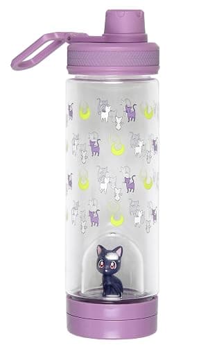 JUST FUNKY Sailor Moon Artemis Drinking Plastic Water Bottle With Inside Character Mold With Screw Top Lid | BPA Free | 17 oz. - Image 1