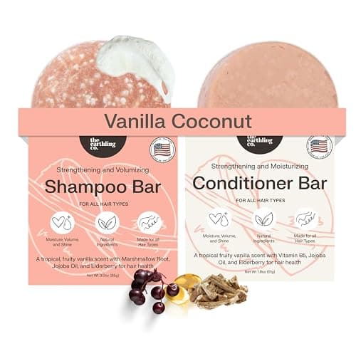 The Earthling Co. Shampoo & Conditioner Bar Set - Promote Hair Growth, Strengthen & Volumize All Hair Types - Paraben & Sulfate Free Formula with Natural Ingredients for Dry Hair (Vanilla Coconut) - Image 1