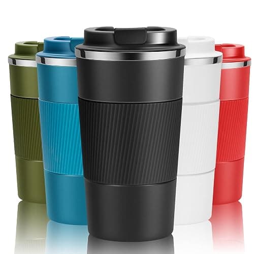 YINJOYI Travel Mug Reusable Coffee Cups 510ml/18oz Thermal Insulated Vacuum Insulation Stainless Steel Bottle for Hot Cold Drinks Black - Image 1