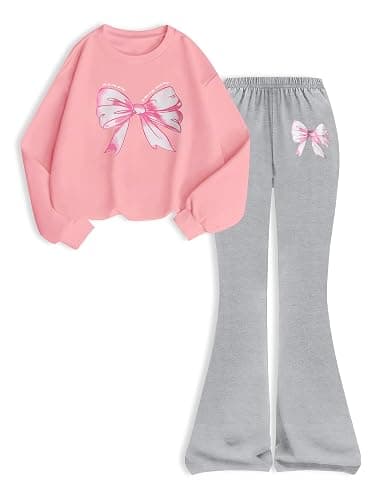 HSOXLQF Toddler Kid Girls Clothes Butterfly Sweatshirt & Flare Leg Pants Fall Winter for Girl Cute Christmas Outfits - Image 1