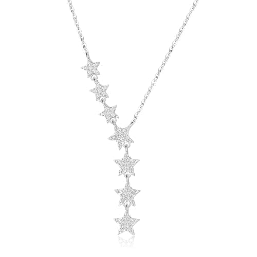 Kyerlyn Crystal Dainty Star Necklace for Women, Star CZ Charm Statement Y-Necklace Gold/Silver/Rose Gold Shining Exquisite Choker Necklace for Women Adjustable Jewelry Gifts - Image 1