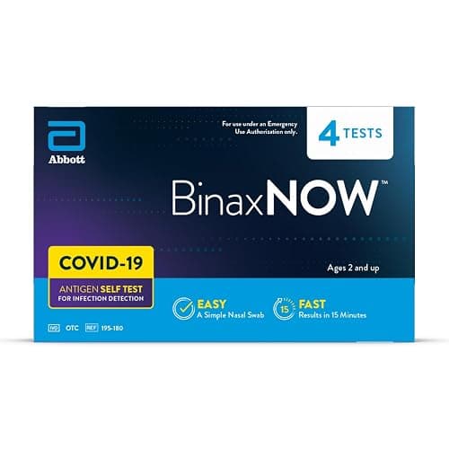 BinaxNOW COVID-19 Antigen Self Test, 1 Pack, 4 Tests Total, COVID Test With 15-Minute Results Without Sending to a Lab, Easy to Use at Home - Image 1