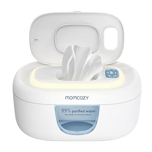 Momcozy Baby Wipe Warmer, Innovative Spring Design, Large Capacity Wipes Dispenser for 60-80pcs, Fast & Even Heating, 4 Modes of Temperature Heating Control, Diaper Wipe Warmer with Night Light, Blue - Image 1