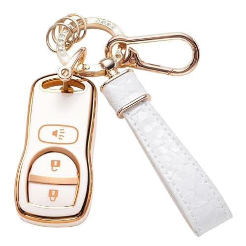 CACARLIKE Fob Cover with Nissan Keychain, Car Key Fob Case Compatible with Nissan Altima Maxima 350Z Armada Quest Sentra Smart Key Protector - Image 1