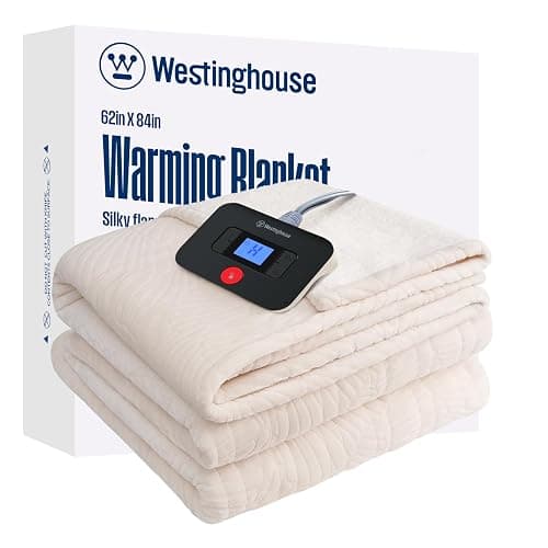 Westinghouse Electric Blanket Twin, Flower Jacquard Heated Blanket Twin Size with 10 Heating Levels and 1-12 Hours Auto-Off, Flannel to Sherpa Reversible, Machine Washable (62" x 84", Beige) - Image 1