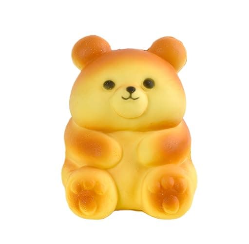 Squishy Toys, Cute Bread Toast Bear Sqweezy Slow Rising, Soft Squishies Party Favors for Anxiety Stress Relief, Original Sensory Fidget Squeeze Novelty Relax Toy and Gift for Adults-Bear - Image 1