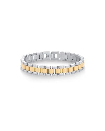 PAVOI 14K Gold Plated Waterproof Watch Strap Chain Bracelet for Women | Two Toned Mixed Metals Stainless Steel Chunky Link Bracelet - Image 1