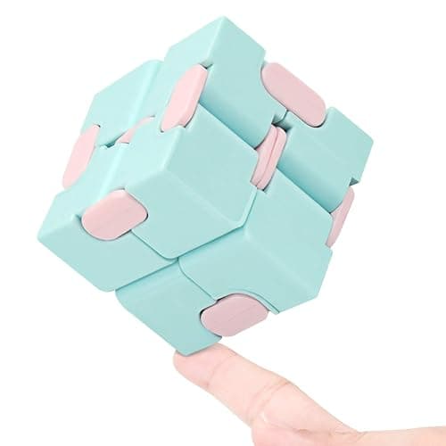 Infinity Cube Fidget Toy Stress Relieving Fidgeting Game for Kids and Adults,Cute Mini Unique Gadget for Anxiety Relief and Kill Time (Macaron Blue) - Image 1