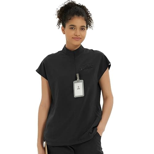 Kitmaz Medical Scrub Tops for Women - Soft Stretch Mandarin Collar Oversized Fit Scrub Shirts with 3 Pockets - Image 1