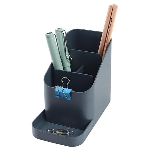 BLUE GINKGO Desk Holder – Korean-Made Office Organizer for Pencils, Pens, Notes, and Desk Supplies (Prussian Blue) - Image 1