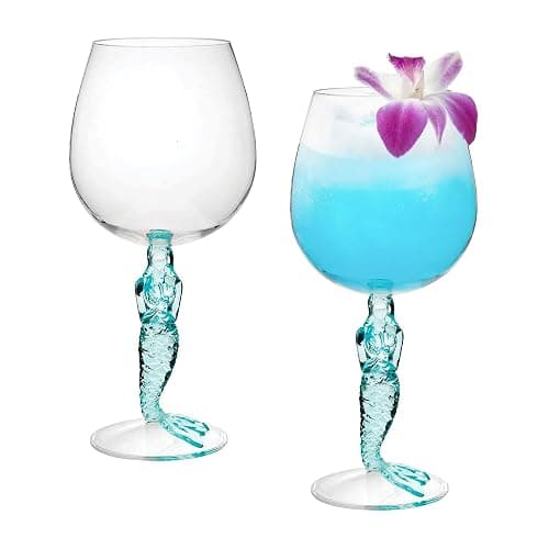 Supreme Housewares Durable Acrylic Plastic Stem Wine Glasses, Set of 2, Reusable Plastic Drinkware, BPA-free, Shatter-Proof, Ideal for Wine and Beverage (17 oz, Mermaid) - Image 1