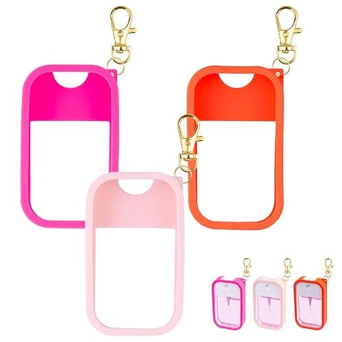 TERPINK Silicone Case Compatible with Touchland Hand Sanitizer Spray, Protective Case with Keychain for Power Mist and Glow Mist 1 fl oz, Hand Sanitizer Spray Accessory (Colourful 1, 3 Pack) - Image 1